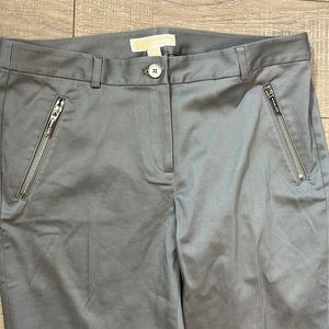 Michael Kors gray ankle dress pants with pockets and zipper single button zip 4